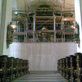 Innengerüst für die Sanierung einer historischen Orgel